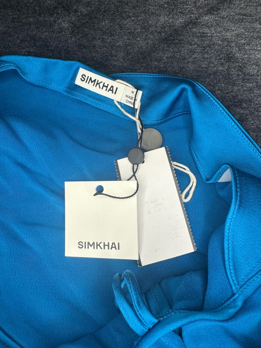NWT SIMKHAI Alice One Shoulder Top in Phthalo Blue Size Medium - Picture 9 of 10
